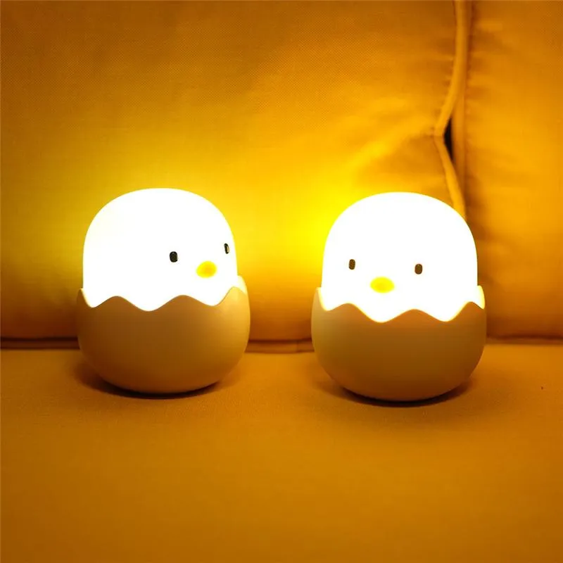 Nachtleuchten LED Light Egg Chick Form Lampe Weiche Cartoon Baby Kindergarten Schlafzimmer wieder aufladen für Kinder Geburtstagsgeschenk228k