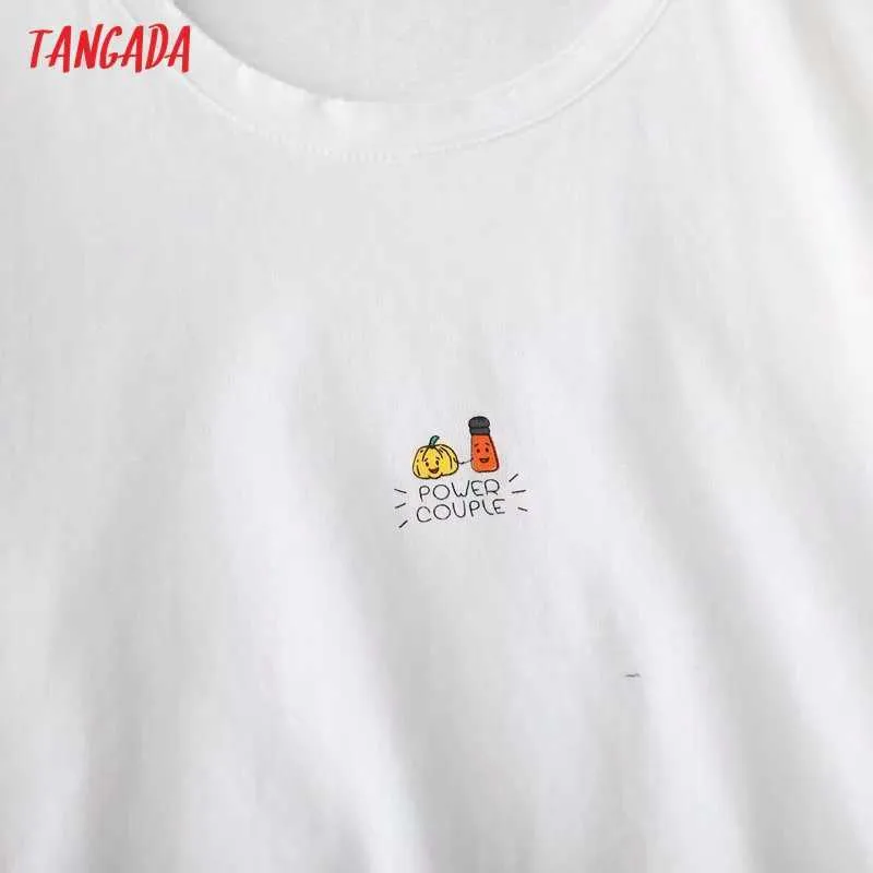 Tangada Frauen Print Ripped Boyfriend-Stil Baumwolle T-Shirt Kurzarm O Neck Tees Damen Casual T-Shirt Top BAO54 210609