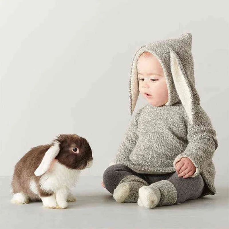 Oeuf Babyウールニットセーター素敵な羊と子鹿のセーター子供幼児男の子の女の子冬の質のBr服帽子211104