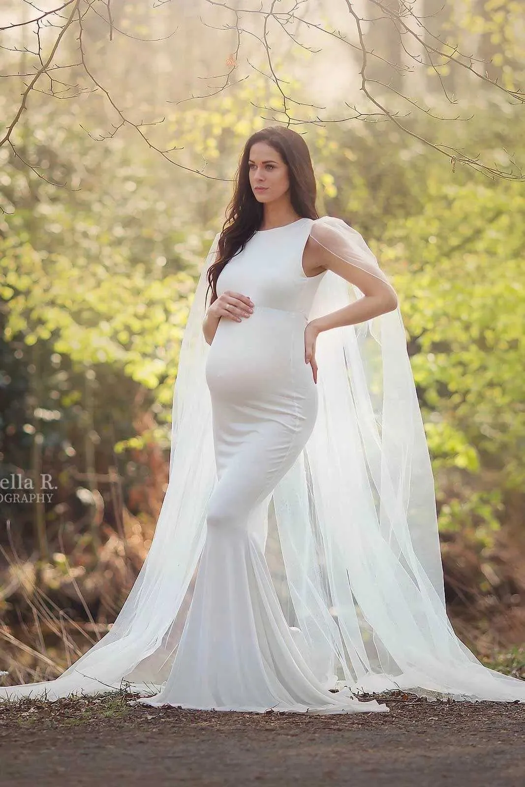 Schwangerschafts-Maxikleid, Fotografie-Requisite, lange weiße Spitzenkleider + Umstandskleid für schwangere Frauen, Fotoshooting, Abschlussballkleid Q0713