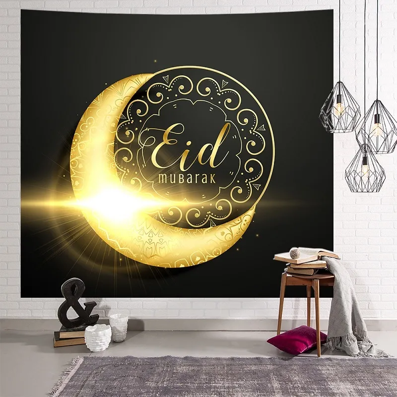 Eid Mubarak Décor Ramadan Décorations Pour La Maison Tenture Murale Tapisserie Festival Musulman Tapisserie Fond Tissu Dormir Tapisserie 210408