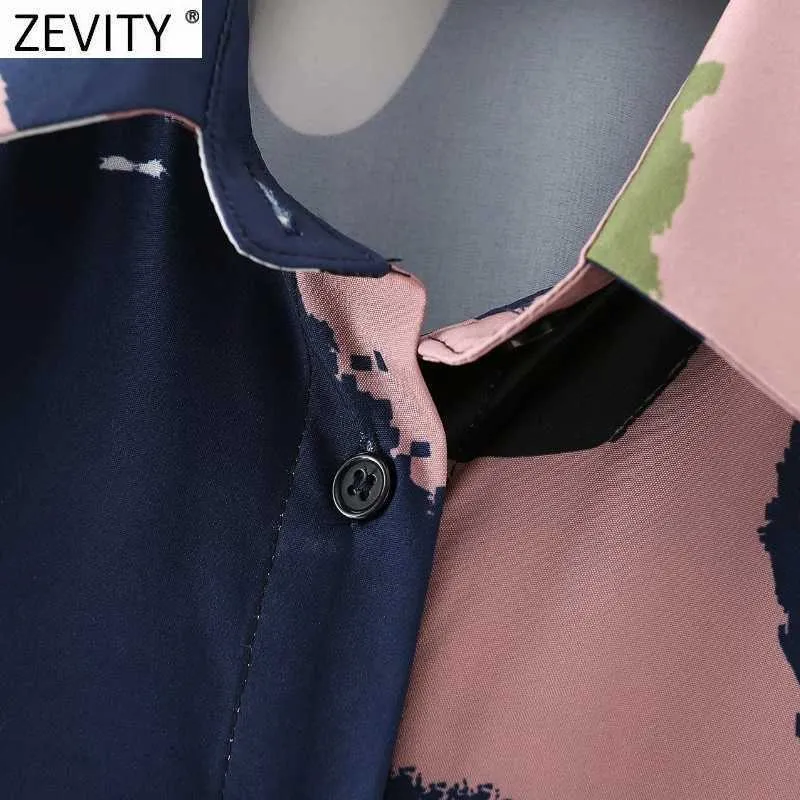 Zevity Femmes Mode Couleur Correspondant Cravate Teinté Smock Blouse Femme À Manches Longues Poitrine Kimono Chemises Chic Blusas Tops LS7666 210603