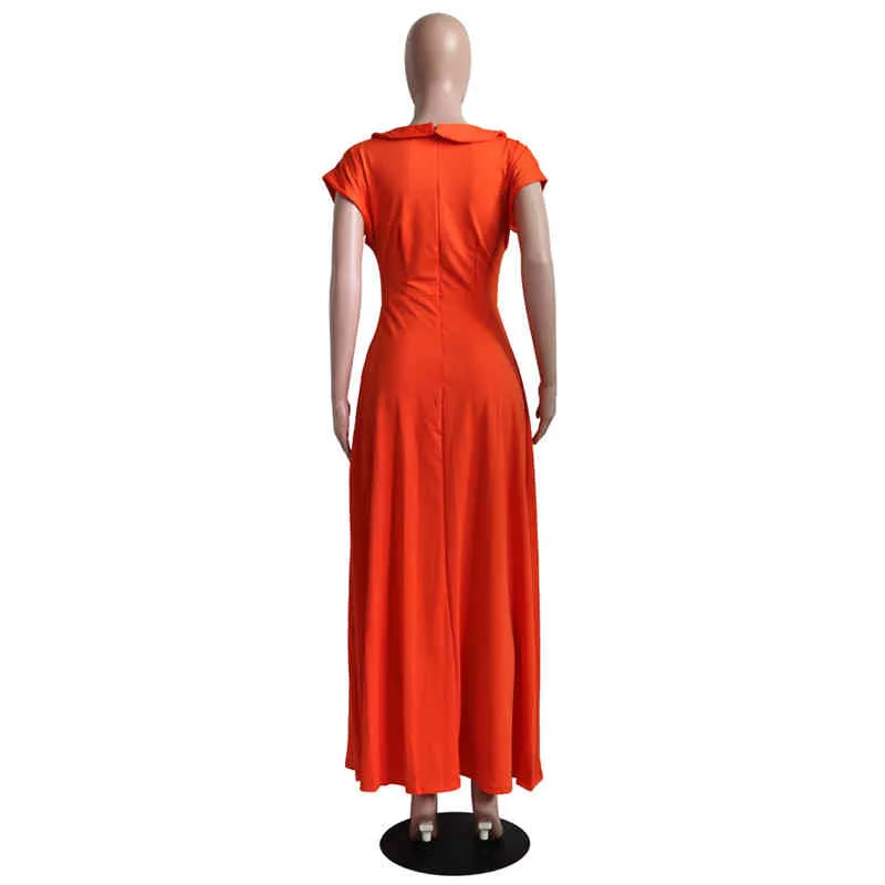 Womens Short Sleeved High Slit Zipper Dresses Printed Fashion Ladies Casual Dresses