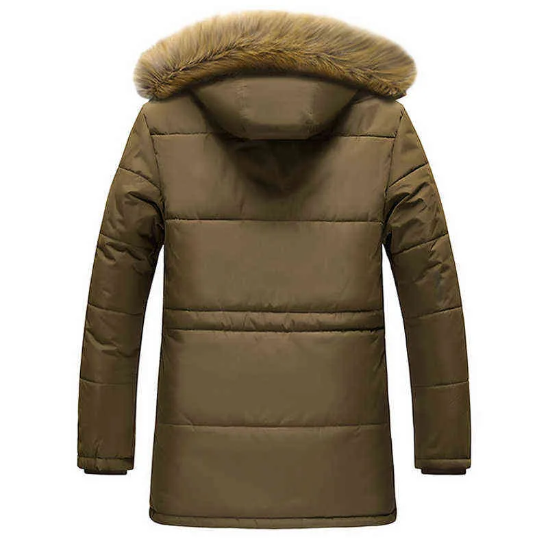 Mannen Winterjas Parka Jas Bont Kraag Mode Thicken Katoen Warm Wol Liner Jassen Casual Groot Maat 7XL 211214