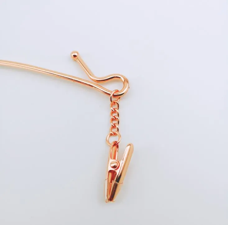 Rose Gold Metal Clothes Hanger with Clothespins Clips Bra Underwear Lingerie Panties Drying Rack Hanger