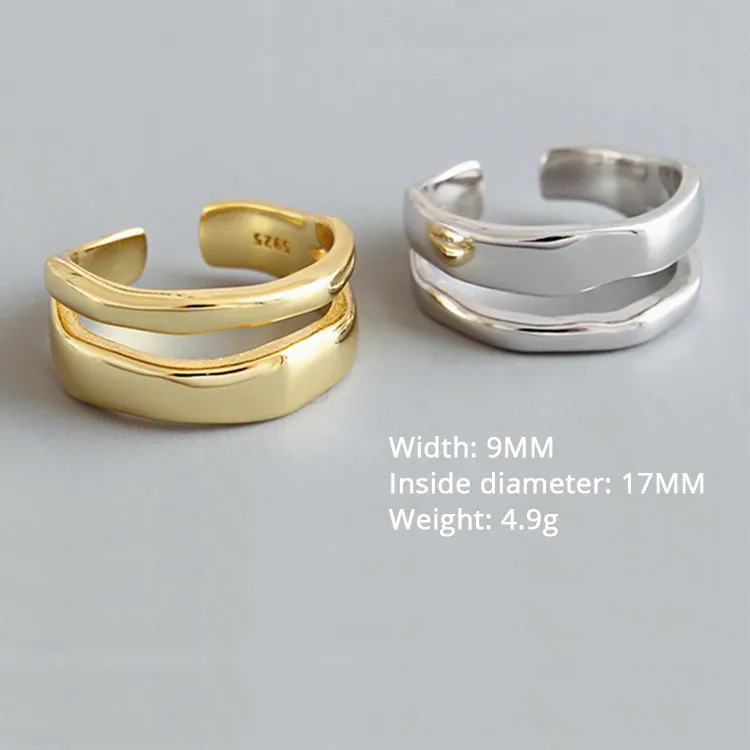 Proste pierścienie zespołu Koreańska miłość ślubna wieczność Regulowana fala 925 Srebrne pierścienie dla kobiet kciuki Walentynki JEUNDERS6698746