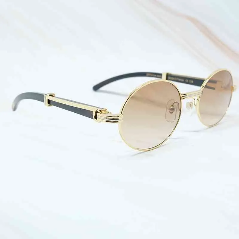 Gafas de sol de diseñador 10% de descuento en el diseñador de lujo Nuevas gafas de sol masculinas y mujeres 20% de descuento en oval de moda de madera de metal búfalo tornos vintage aficionados