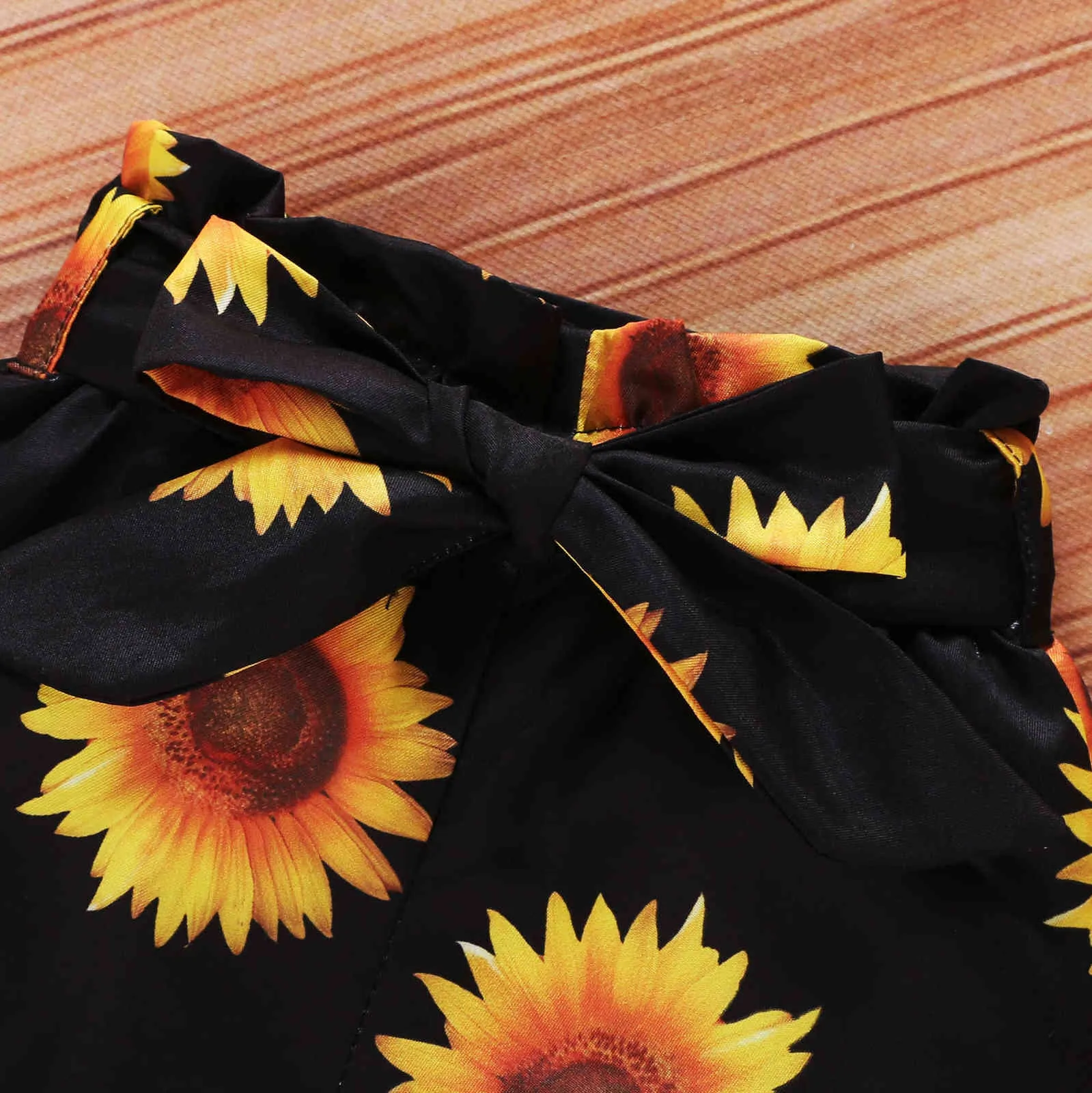 Baby Sunflower Outfit Dzieci Dziewczyny Odzież Stroje Mody Zestawy 3 Kawałek Dla Dziewczyny Set 210529