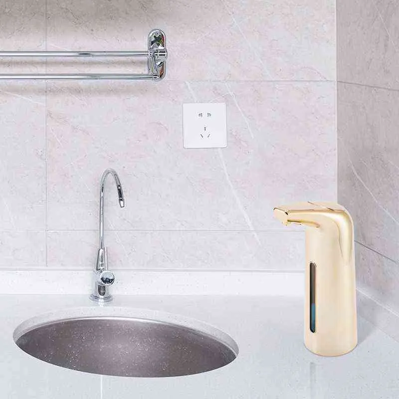 Dispenser automatico di sapone da 400 ml Sensore intelligente liquido touchless a infrarossi Shampoo a induzione disinfettante a mani libere 211206