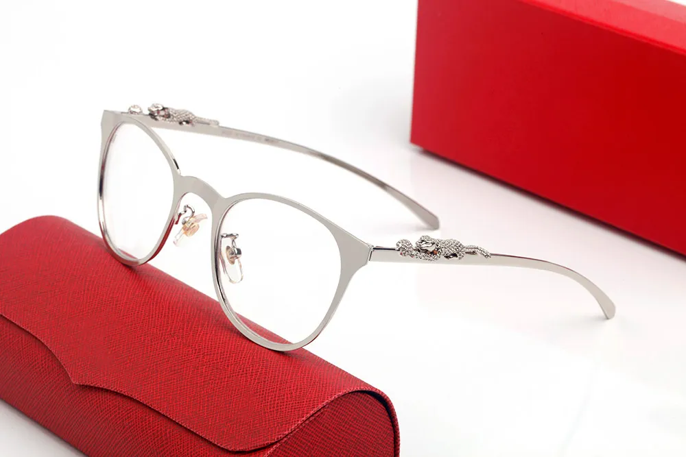 Дизайнерские солнцезащитные очки женские металлические с головой леопарда логотип золотое серебро круглая оправа современная мода ретро кошачий глаз роскошные очки коричневый blac304S
