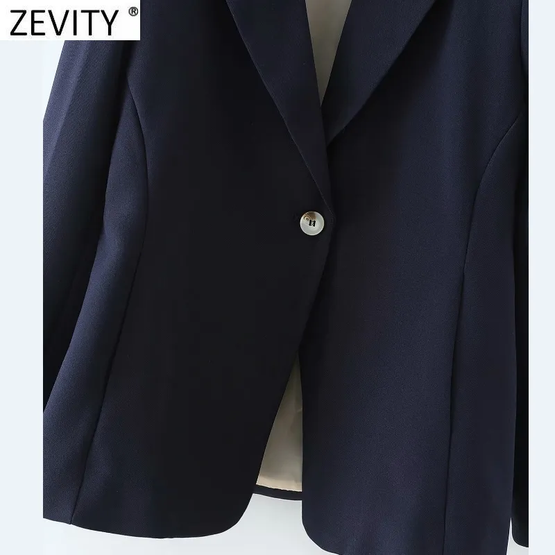 Moda donna bottone singolo blu navy giacca aderente cappotto ufficio manica lunga business femme capispalla chic top CT687 210416
