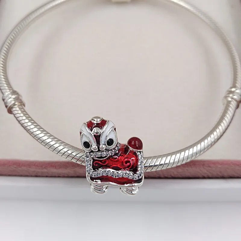 diy charms for jewelry making kit Lion dance Charm pandora Sterling silver personalized bracelets women bangle chain bead pendant necklace birthday gift 792043CZ