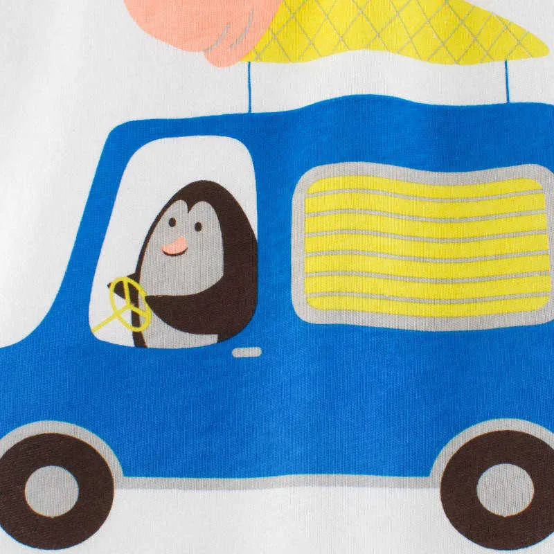 Arrivée automne et printemps bébé enfant en bas âge garçon dessin animé voiture impression à manches longues t-shirt enfants enfants vêtements 210528