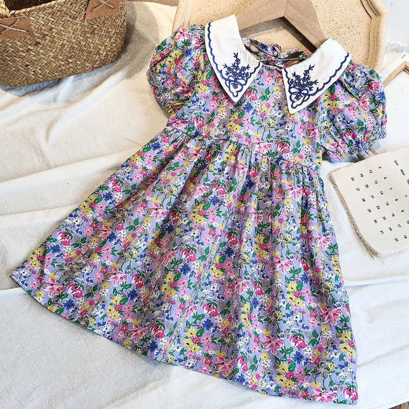 Été Nouvelle Fille Style Pastoral Européen Et Américain Robe Florale Enfants Coréen Halter En Mousseline De Soie Bébé Enfants Princesse Robe Q0716