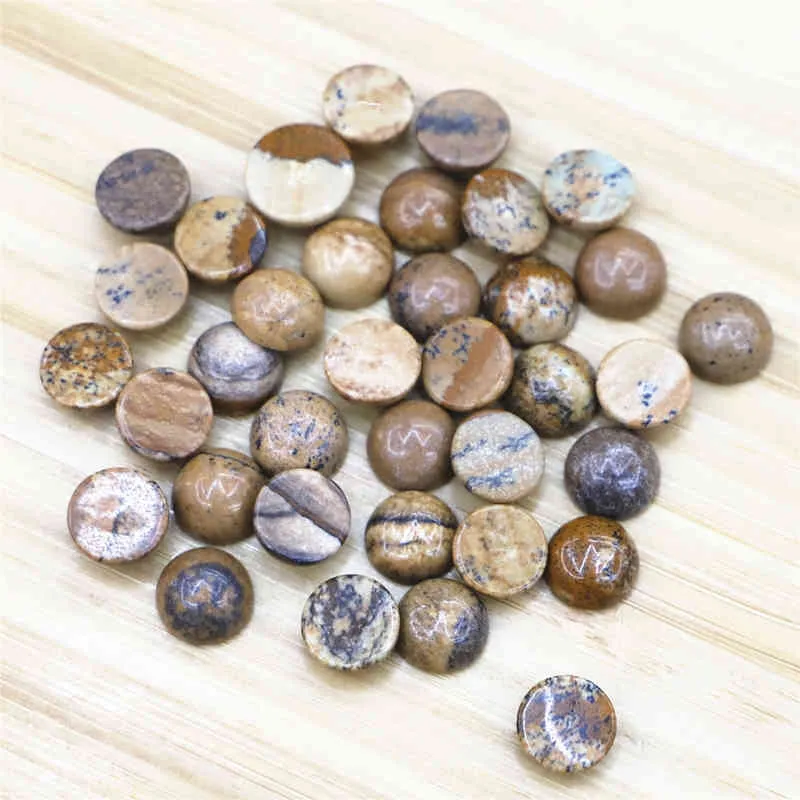 40 Stück Natursteine, rund, lose Cameo-Passform, DIY-Ring-Ohrringe für die Schmuckherstellung, 6, 8, 10, 12, 14 mm, Cabochon-Perlen