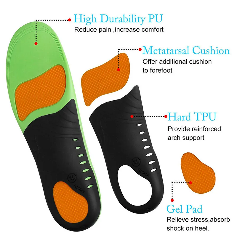 Solette ortopediche Piede piatto Supporto tallone ad arco alto Inserti piedi plantari Cuscinetti scarpe in gel massaggio sportivo 4 stagioni