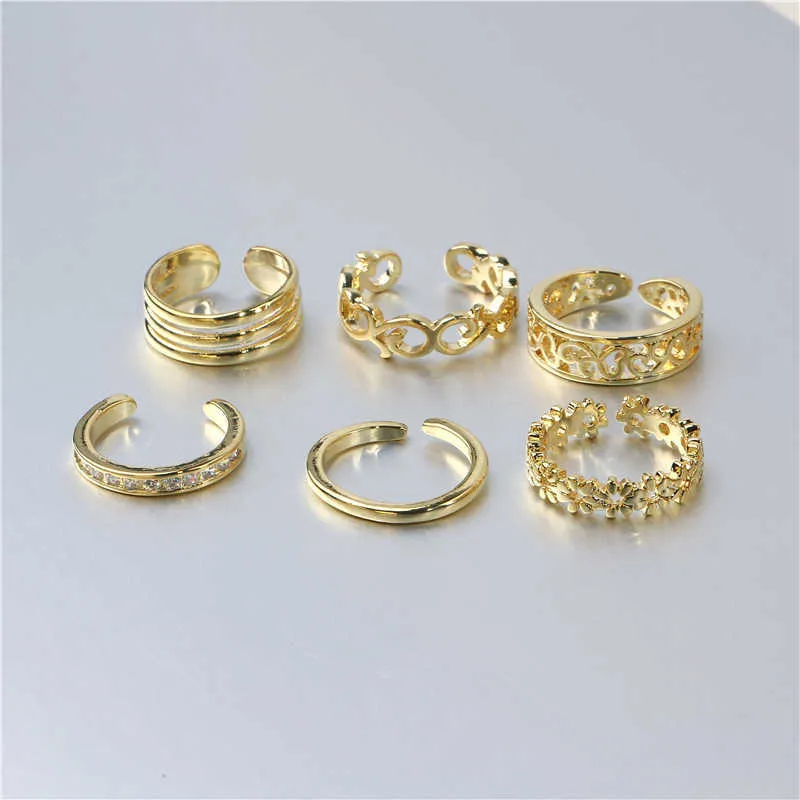 6 pièces anneau d'orteil réglable pour femmes filles noeud inférieur Simple jointure empilable ouvert queue anneau bande hawaïen pied bijoux X0715