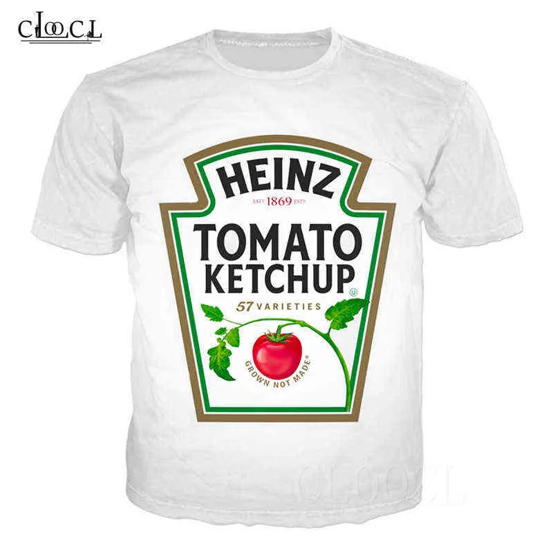 Casual Men T Shirt Tomato Ketchup T Shirt Pattern 3D Print Red Black White Tees Unisex Fashion T-Shirts Harajuku Streetwear Tops (2)