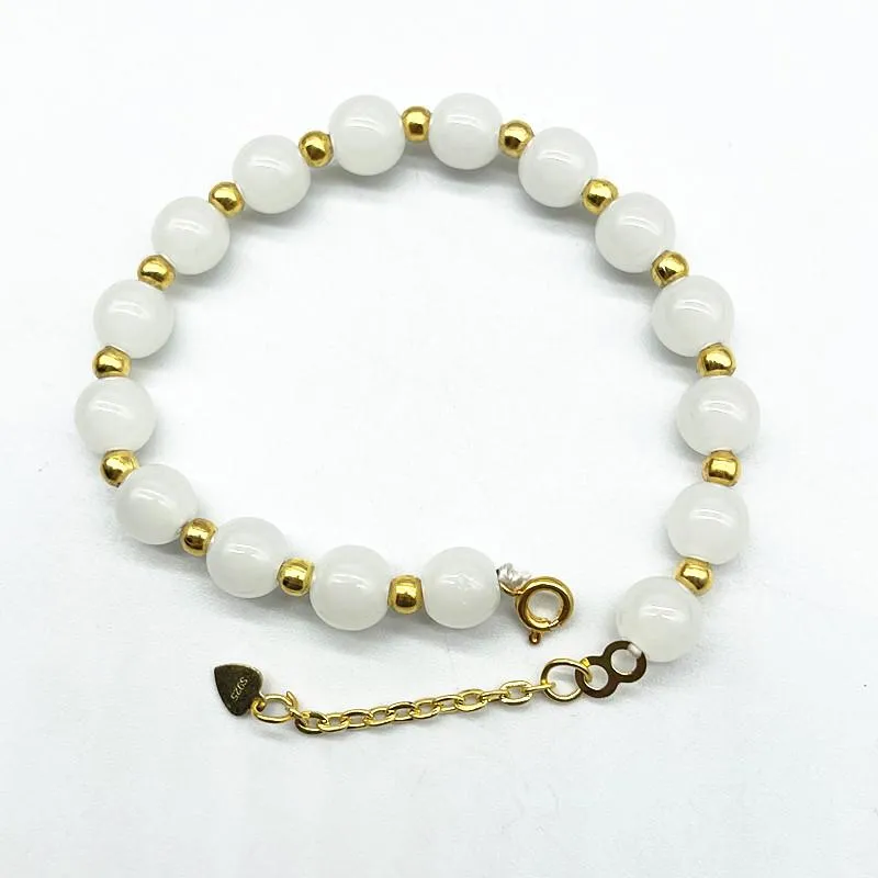 Beaded Strands Fashion Women's 8mm Decorative Pattern Glass Beads Elastic Bracelet DIY Jewelry185y
