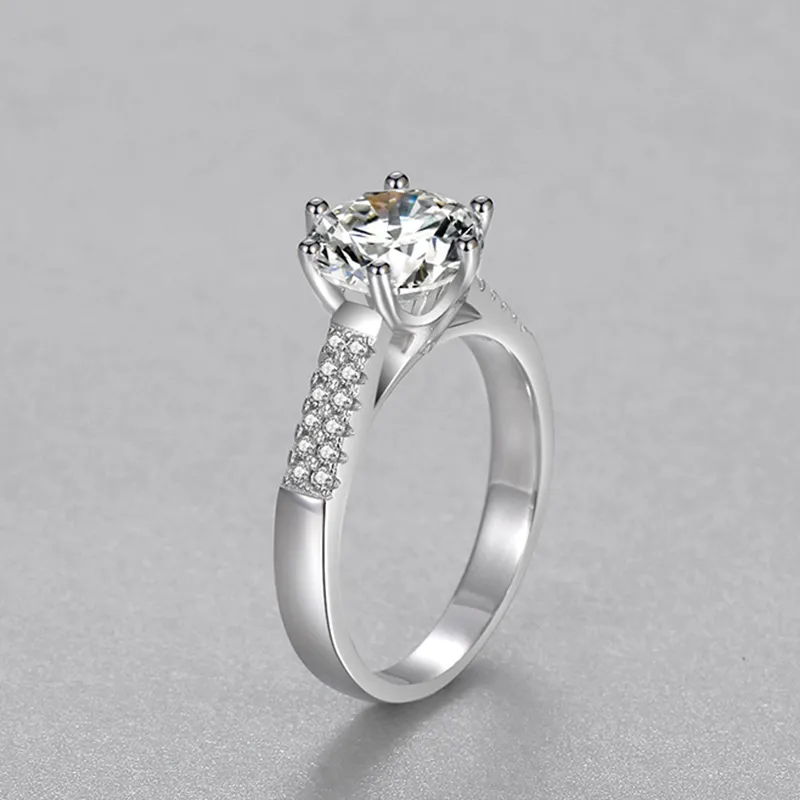 Véritable couronne de haute qualité grande bague de simulation Moissanite 2 ct bijoux de mariage pour femme cadeau J-0392388