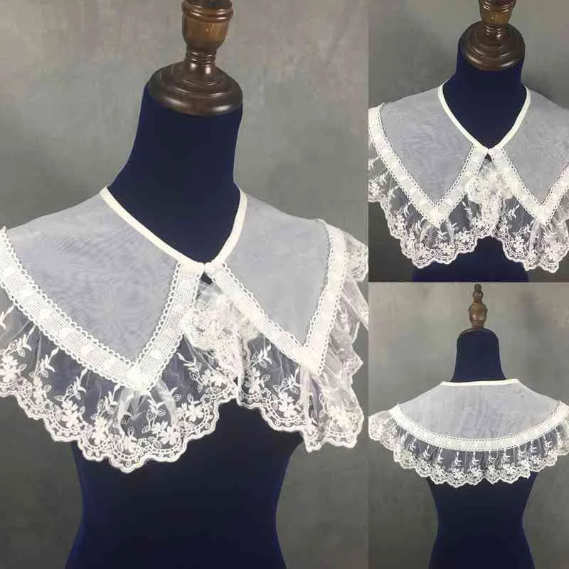 Women Elegant Lace Fake Breathable Summer False White Ornamental Necklace Dress Shirt Collar Shawl