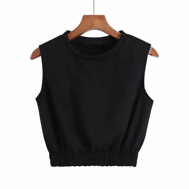Women Summer ZA Shorts Blouses Shirts Tops Sweet Solid Sleeveless O-Neck Tunic Female Vintage Casual Street Top Blusas Clothing 210513