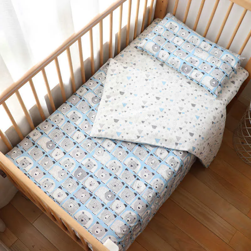 베이비 침구 세트 북유럽면으로 짠 아기 침대 린넨 Borns Kid Crib Bedding for Boy Girl Nersury 제공 맞춤형 서비스 211025