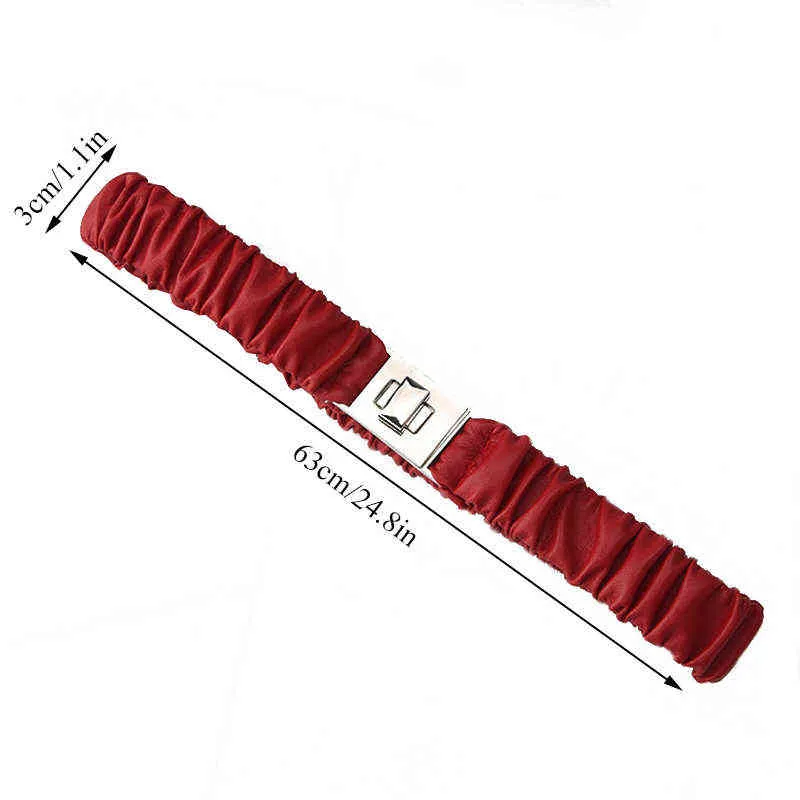 Elastic Belt Mulheres Versátil Buckle Decorativo Cinto Acessórios Femininos Roupas Femininas Dobras Metal Acessórios Retro Elastic Belt G220301