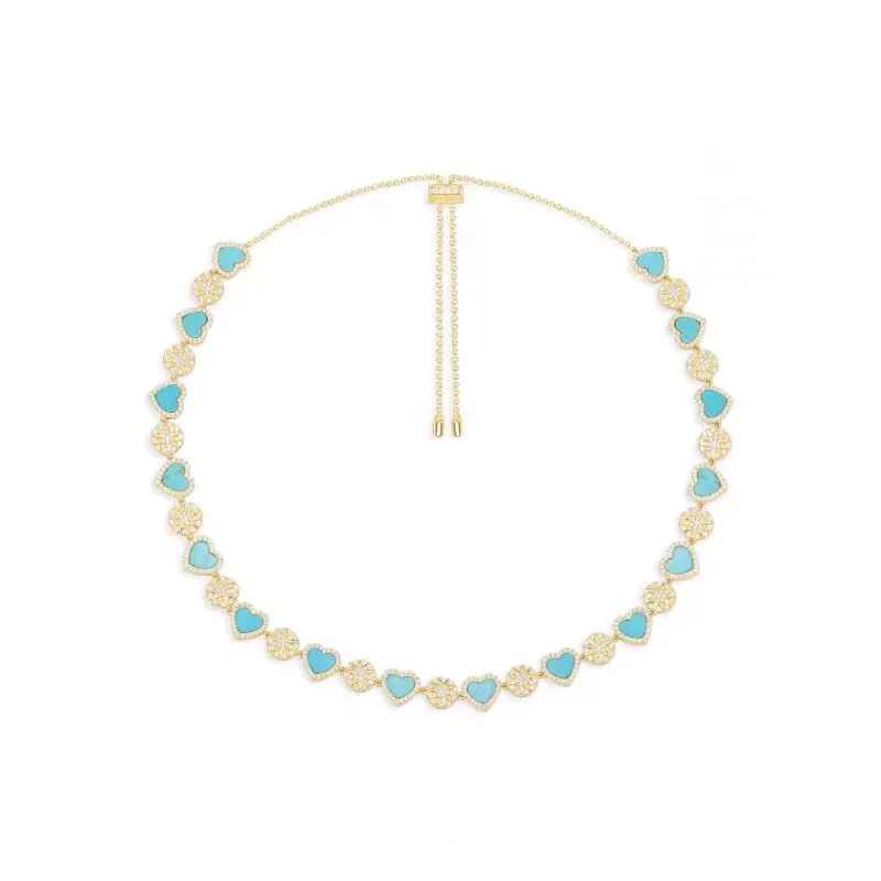 June Summer The Bracelet Necklace Set 925 Silver Blue Heart-shaped Pendant Luxury Brand Monaco Jewelry For Women Gift