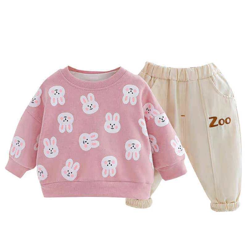 Meninas meninos meninos conjuntos de primavera outono toddler infantil roupas casuais dos desenhos animados camiseta calças crianças crianças 211224