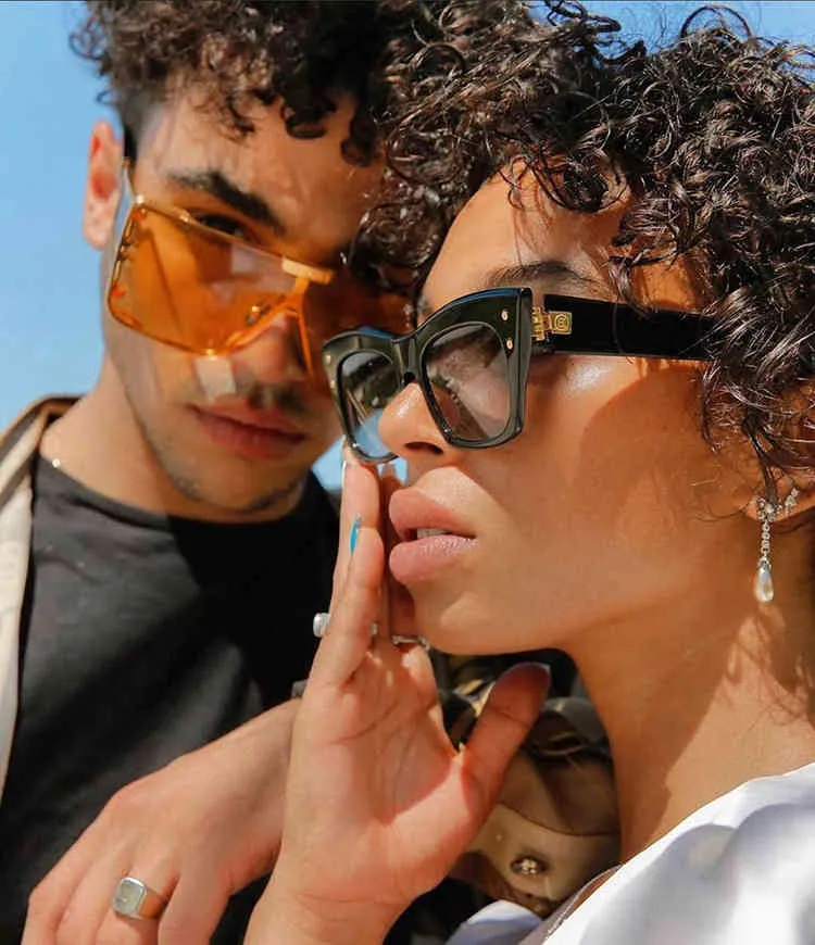 Mens svarta skyddsglasögon Oversize nyanser för kvinnor 2022 Lyxig design kvinnlig glasögon Square Gafas de Sol Vuxen eyewear