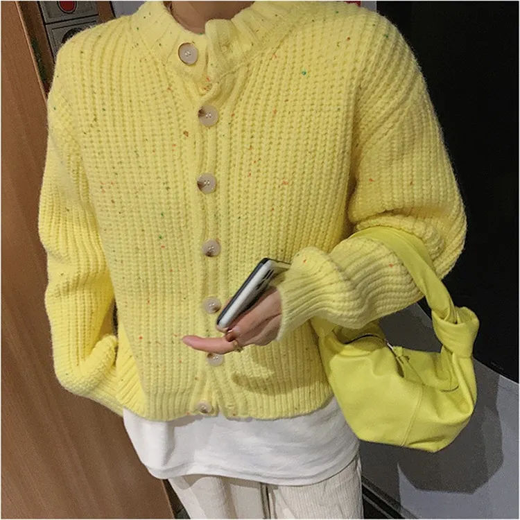 H.SA haut pour femme tricoté à manches longues Ocersized tricot rayé Vintage pull Cardigans élégant tricots 210417