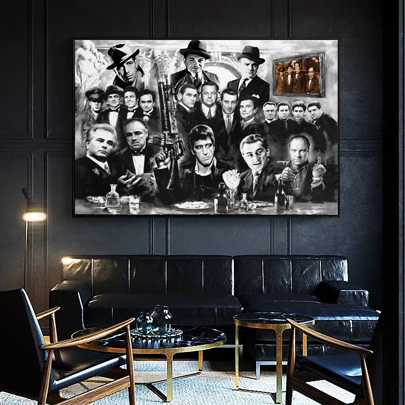 Classic Movie Godfather Gangsters Spela Art Poster Canvas Måla väggkonstbilder och tryck för vardagsrumshem deco7679257