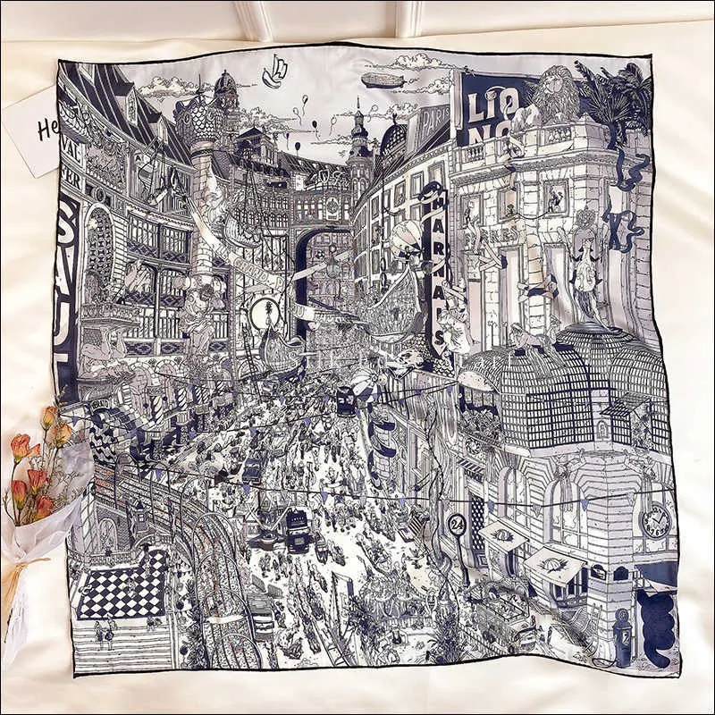 Luxe sjaals 90 90 cm Silk SCARF Top vierkant twill handrol Bandana Foulard Femme Soie de Marque Luxe 210819187Q