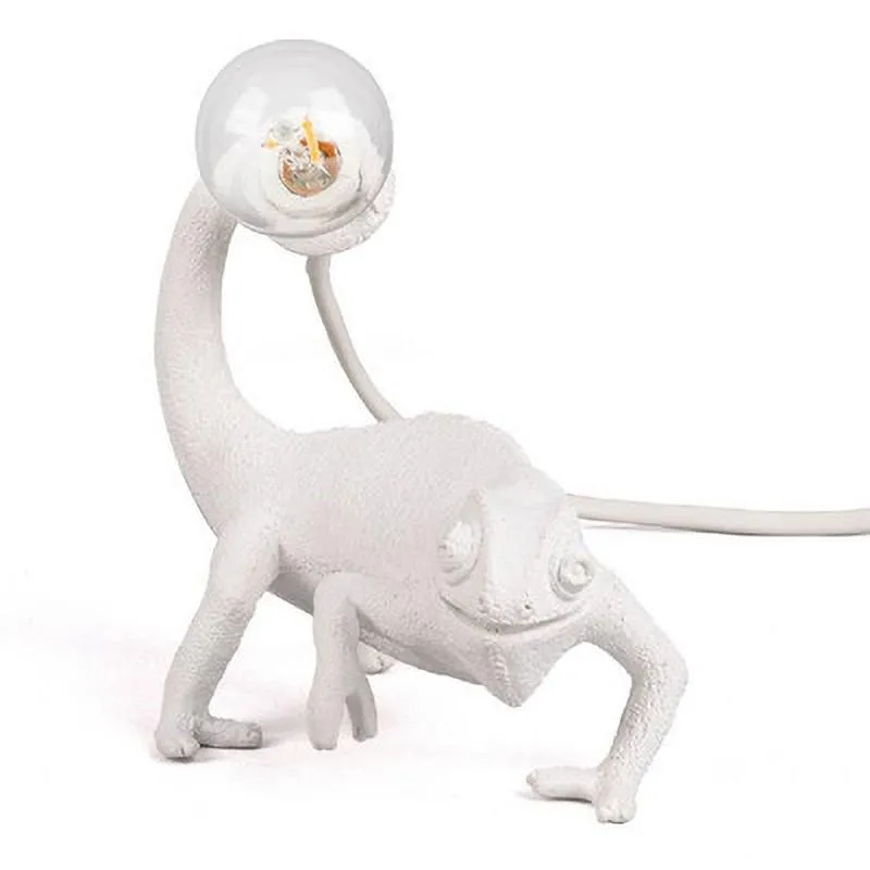 Lampade da tavolo Lampada da comodino di design nordico lucertola moderna carina LED resina animale camaleonte letto soggiorno lampada da casa DecoTabl224M