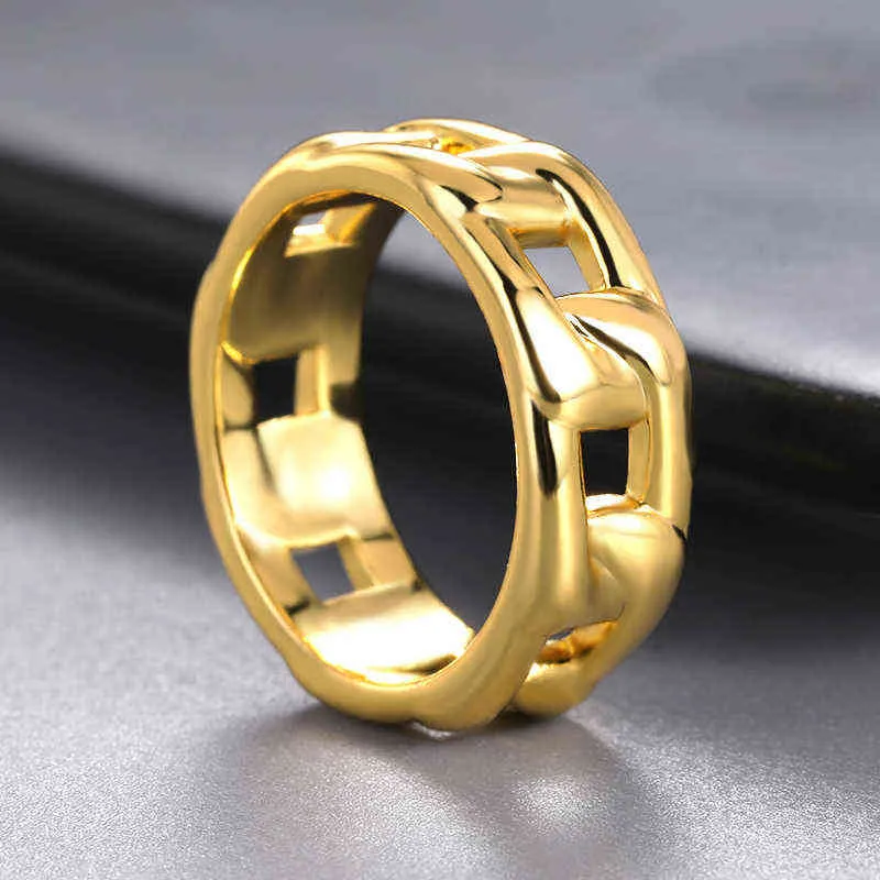 Vintage Trend Rings for Women Men's Couple Cuba's Rings Hip Hop Gold Stainless Steel Finger-Ring Wedding Jewelry Gift 2021 Bague G1125