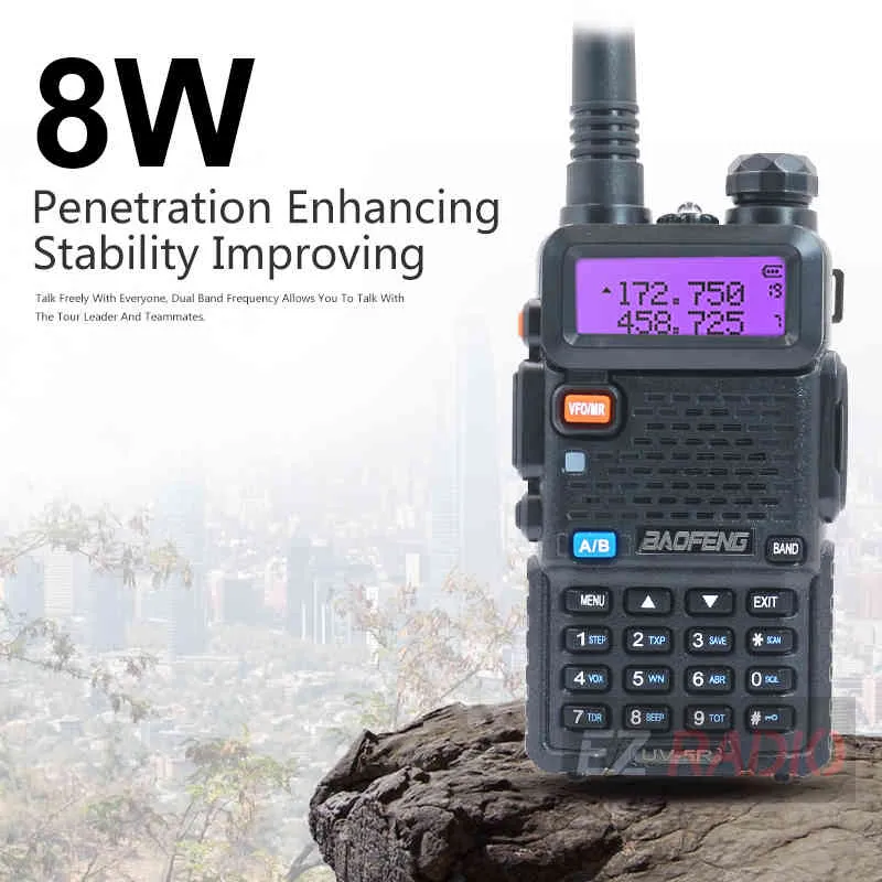 Baofeng 5R Walkie Talkie 10km CB Radio Pailler Station Двухстороннее Wace-Talking 2 шт. Мощные -5R 82 UV 9R DMR