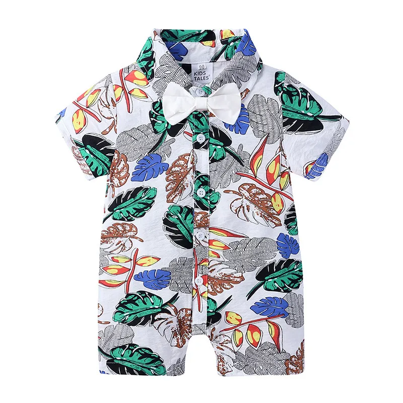 Beach Floral Baby Boys Pagliaccetto Summer Pagliaccetti a maniche corte Abbigliamento bambini Tuta Tuxedo 210413