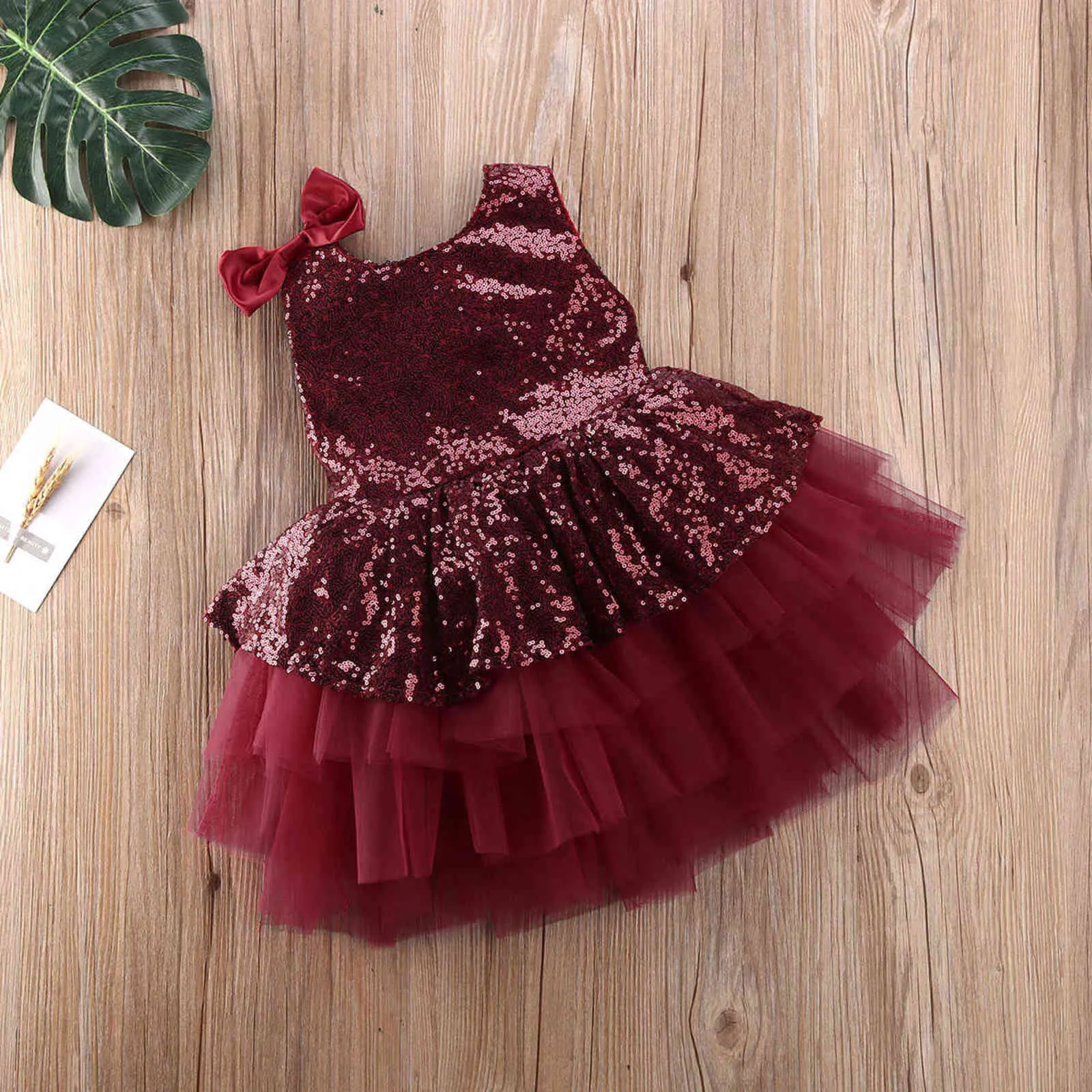 1-6Y niño pequeño bebé chico niñas tutú vestido lentejuelas arco princesa fiesta boda cumpleaños vestidos para niñas Navidad vestido rojo G1129