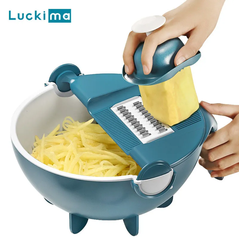 Multifunctionele groentesnijder Slicer handmatige shredder aardappel wortel kaas rooster mandoline chopper peeler draining mand 2104069639970