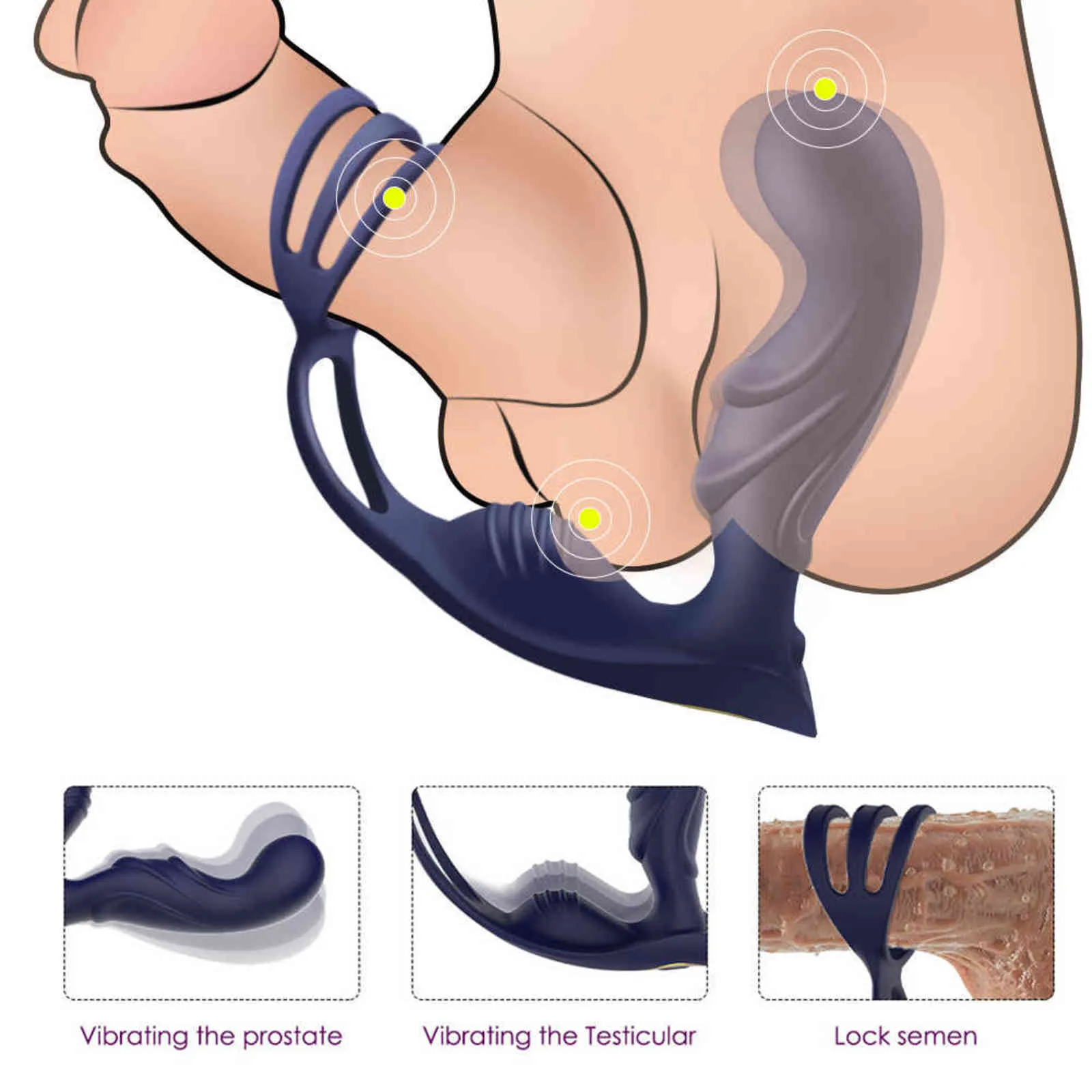 NXY Analspielzeug Männliche Prostatamassage Vibrator Plug Silikon Wasserdichter Massagestimulator Gesäßverzögerung Ejakulationsring Spielzeug für Männer 1125