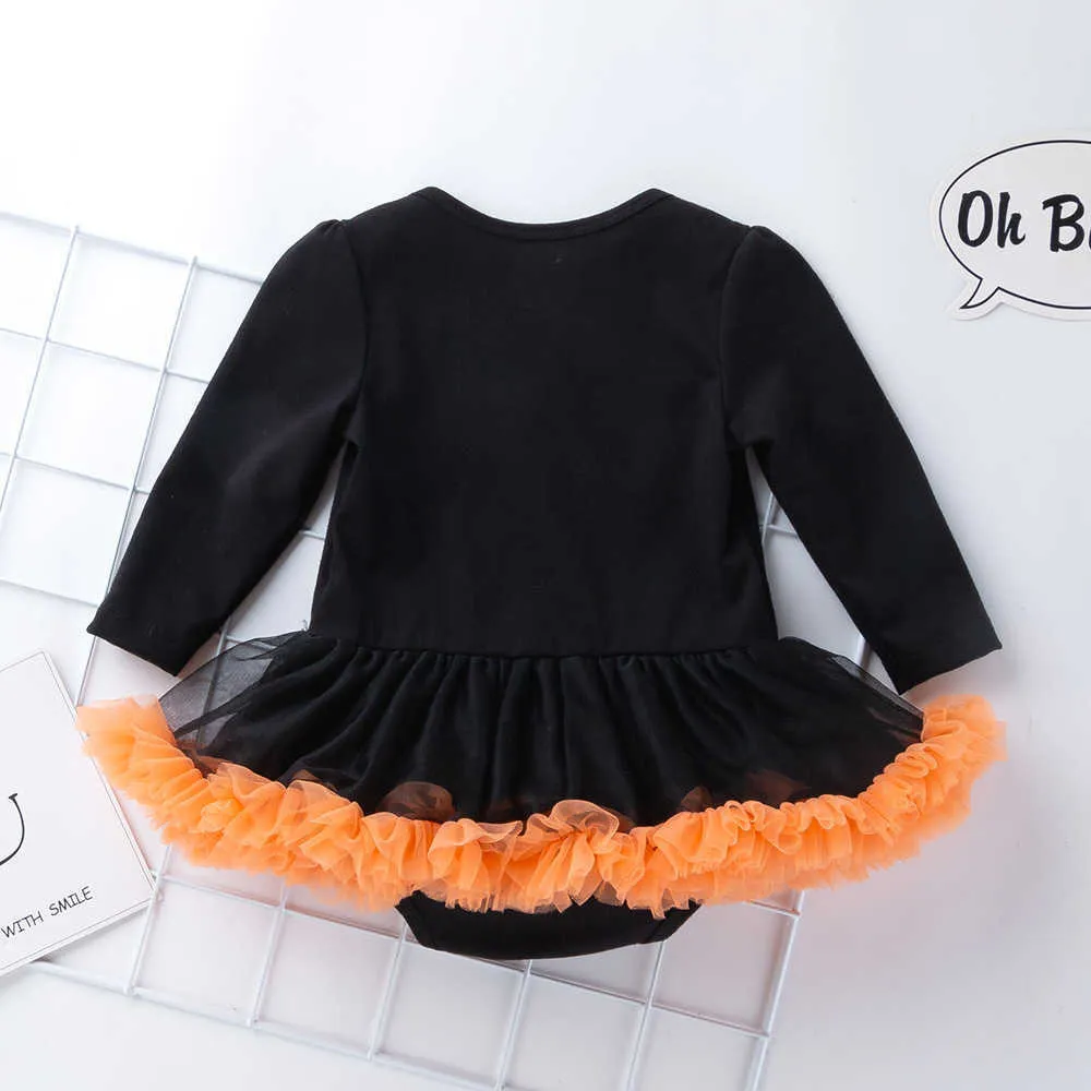 Halloween bébé fille vêtements pour enfants barboteuse coton à manches longues enfant en bas âge citrouille combinaison tutu robe costumes 210816
