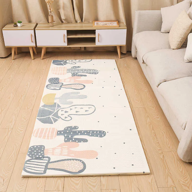 200*180cm XPE Mat 1CM Thickness Cartoon Pad Kid Play Mat Foldable Anti-skid Carpet Children Game Mat Tudiofun Baby Toys 210724