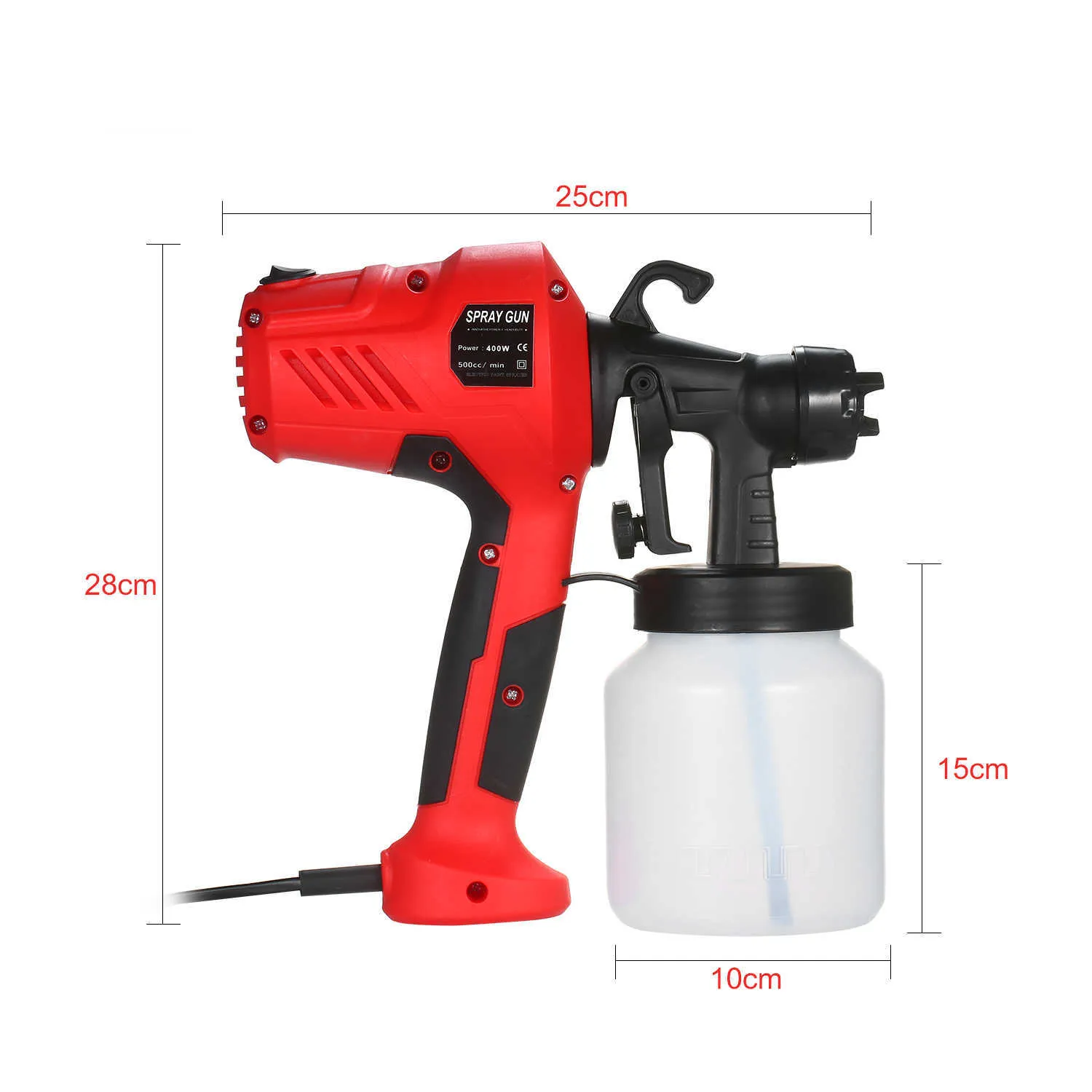 Electric Paint Sprayler Wyjmowany pod wysokim ciśnieniem pistoletu rozpylającym regulację przepływu powietrza i przepływu farby Euuk Airbrush 2107195323892