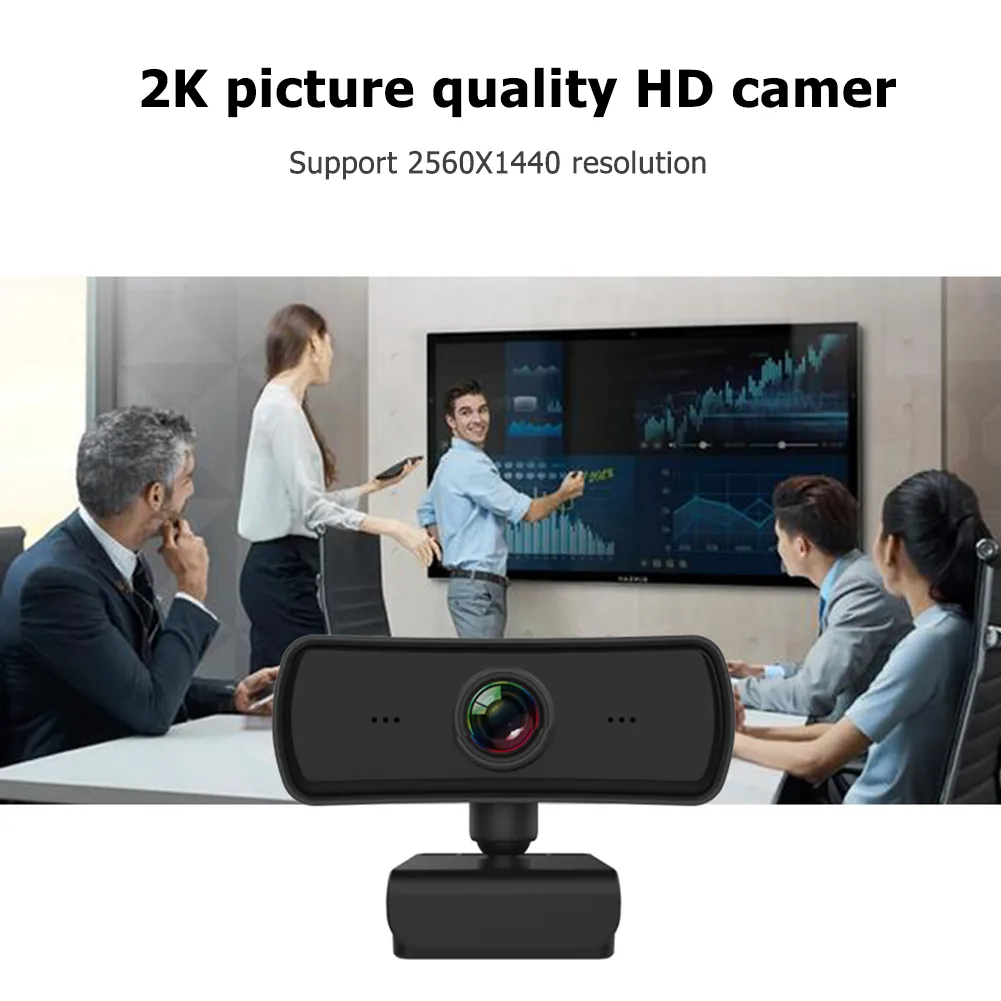 2K 2560 * 1440 웹캠 HD 컴퓨터 PC 웹 카메라 마이크 회전식 카메라 라이브 방송 비디오 통화 회의 작업