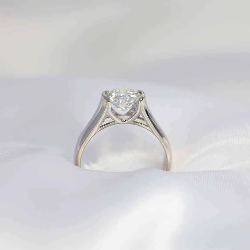 OEVAS ECHTE 2 KANATEN D Kleur Trouwringen voor Vrouwen 18K White Gold 100% 925 Sterling Silver Bridal Fine Jewelry 211217