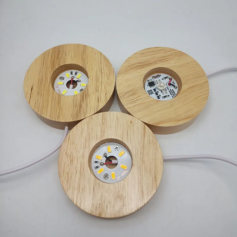 Trä 3d nattljus rund bashållare LED Display stativ för kristaller glas boll belysning belysning tillbehör2655