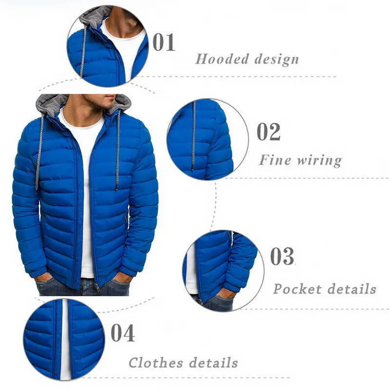 2020 New Waterproof Winter Jacket Men Hoodied Parka Men Warm Winter Coat Men Thicken Zipper Solid Color Mens Jackets Dropship X0621