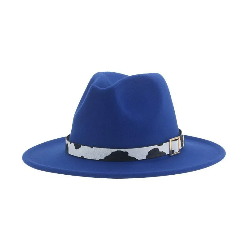 Cappelli a tesa larga da donna Fedora Cappello da uomo Fedora Panama Cow Belt Cute 2021 Dress Felt Winter Sombreros De Mujer