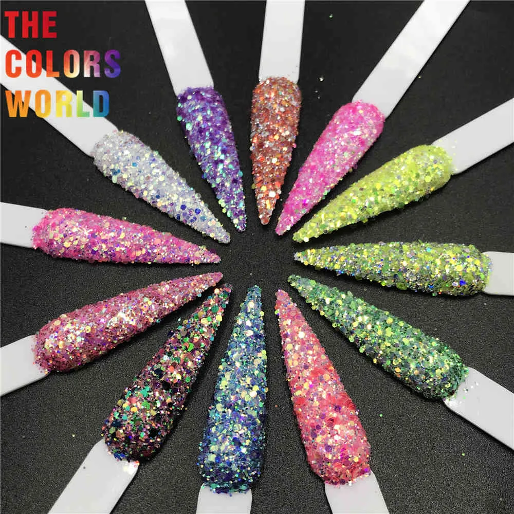 TCT-414 Chunky Color Mix Hexagon Glitter Nail Decoration Body Art Tumbler Crafts DIY Accessoires Festival leverancier